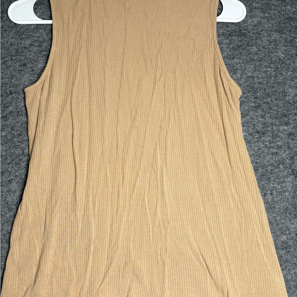 Chico's Women’s Classic Tan Ribbed Tank Top Cotton Blend Size 0